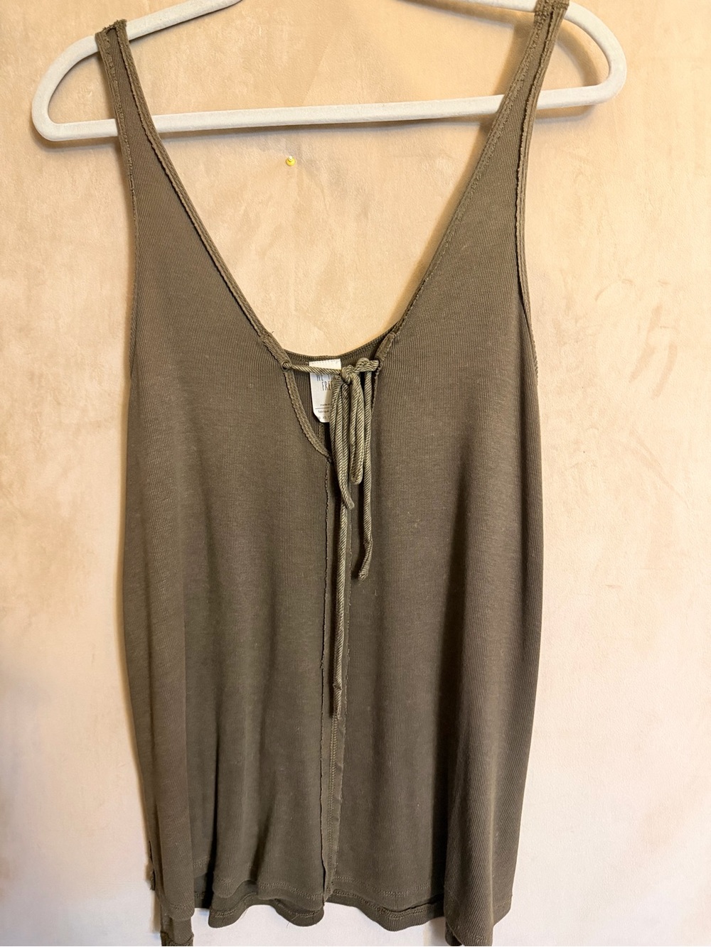 We The Free Olive Green Tie-Front Sleep Tank